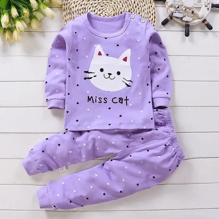 Pyjama en Coton pour Bébé Fille de 0 à 5 Ans, Ensemble de 2 Pièces, Vêtements d'Hiver Décontractés,