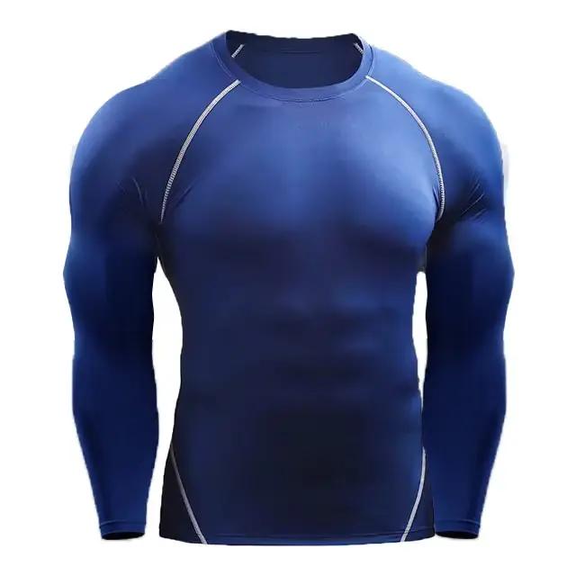 Compression à manches longues T-shirt hommes élastique entraînement