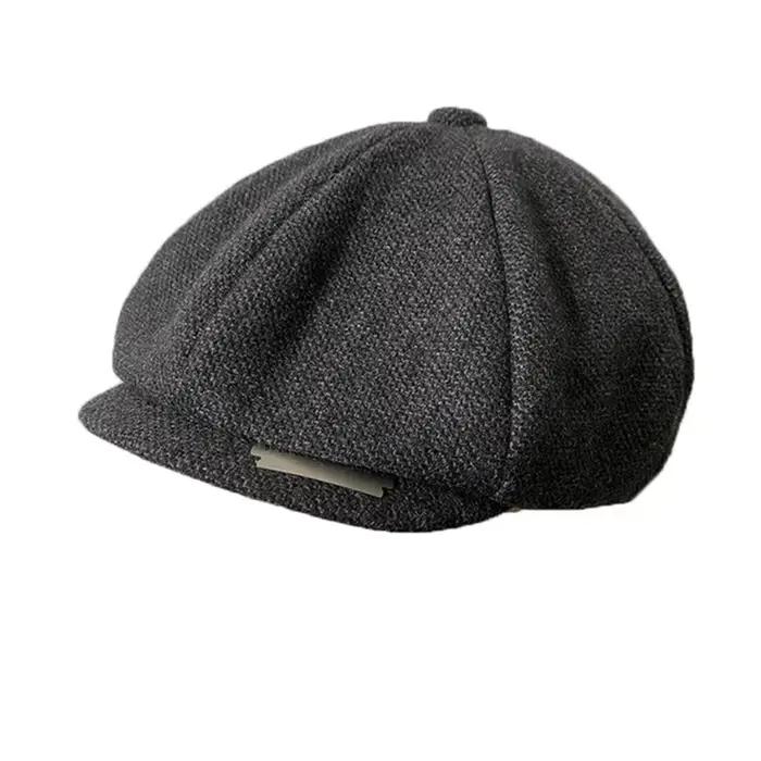 Casquettes de journal avec lame mode hommes laine mélange casquette plate Peaky chapeau conduite cha