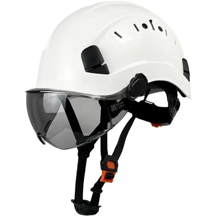 Casque de sécurité de construction avec lunettes visière ABS conformément aux normes CE et ANSI pour professionnel de la construction et des services d'urgence en bleu ciel vert olive or bronzage noir