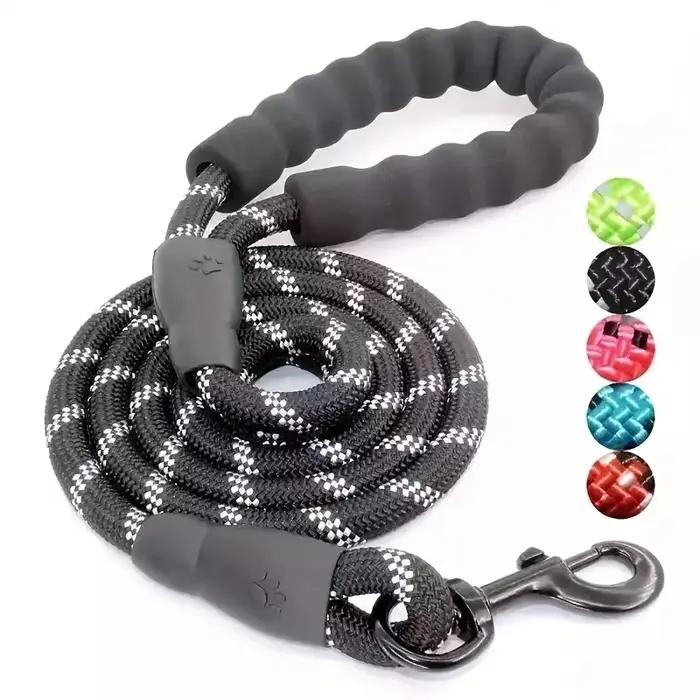 Laisse réfléchissante pour chien avec poignée rembourrée confortable - Corde de traction double très résistante pour chiens robustes - Améliore la sécurité et le contrôle