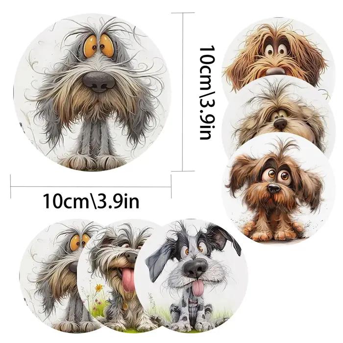Ensemble de 6 pièces - Thème chien, sous-verres en bois, antidérapants et résistants à la chaleur, d