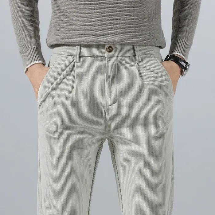 Pantalon décontracté en velours côtelé pour homme, collection Printemps-Automne 2026, coupe droite é