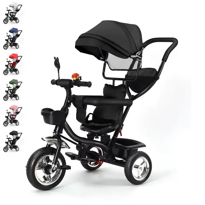 Tricycle bébé évolutif 1 à 5 ans, vélo pour les enfants plus âgés, siège réversible, grand panier et