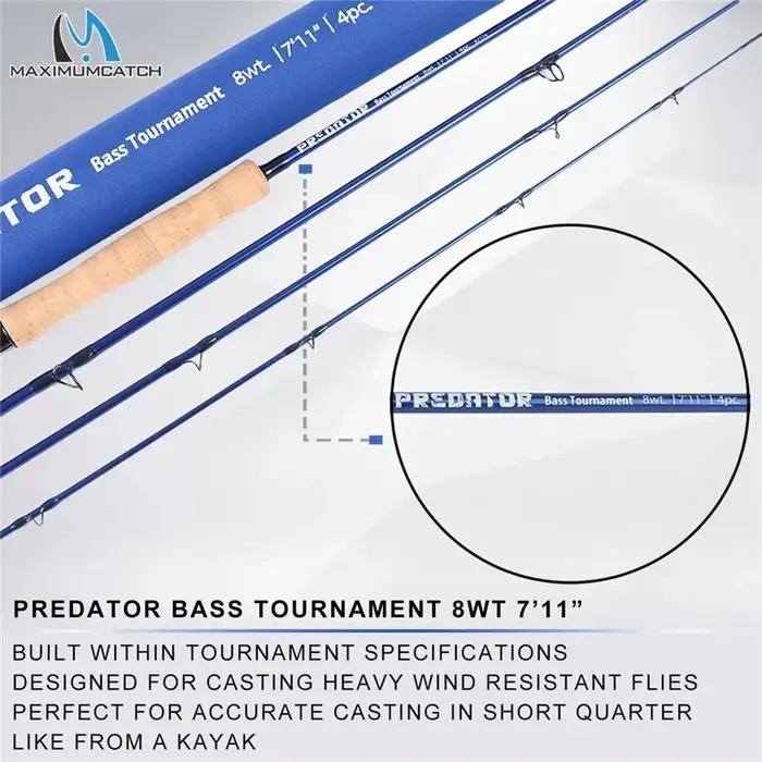 Canne à mouche sel MAXIMUMCATCH 9ft 8-12WT - Carbone haute densité 30T 4 sections - Puissance levage prédateurs