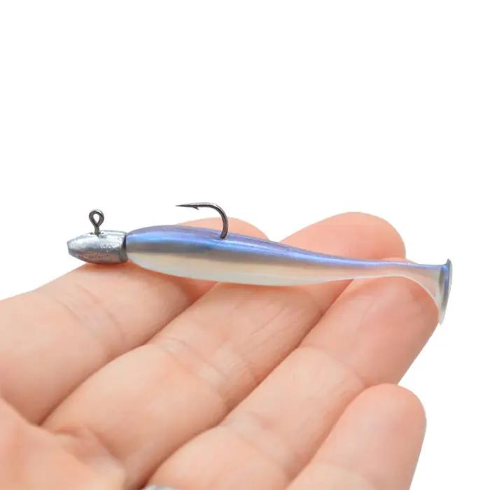 Lot de 5 leurres souples en forme de T, assortis à des hameçons à tête de jig, leurres artificiels,