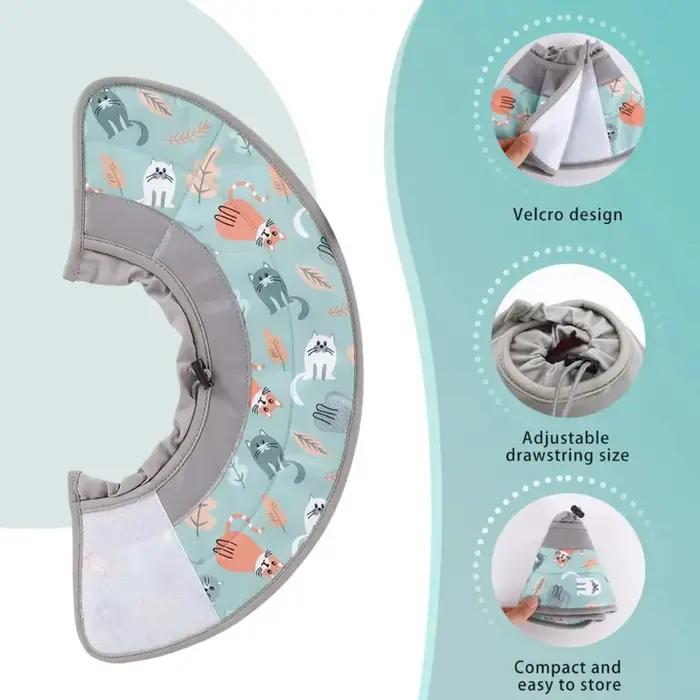 Collier de récupération réglable pour chat après opération, protection anti-morsure, cône de cou, élégant et doux pour chats récupération post-opératoire