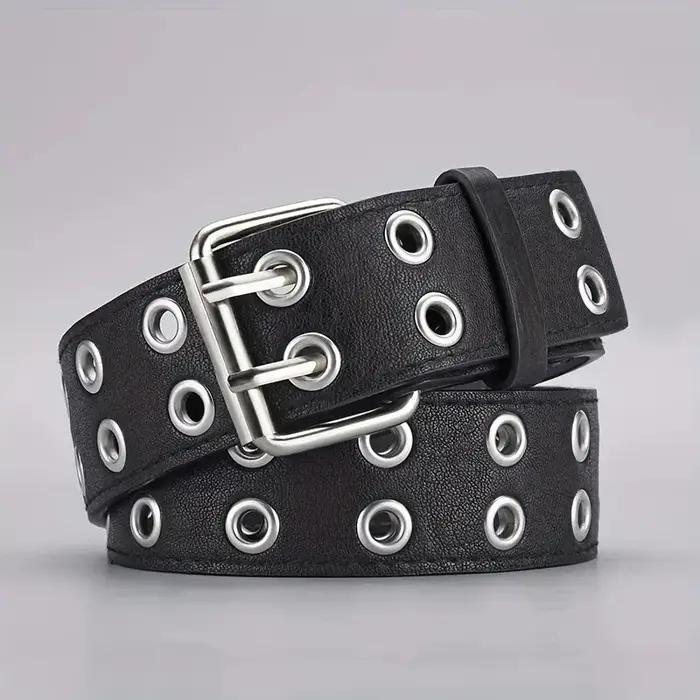 Ceinture Tendance à Double Trou Style Punk Hip Hop Rock Y2K Pour Hommes et Femmes Occasions Spéciales