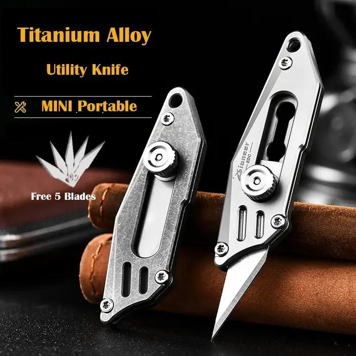 MINI couteau utilitaire en alliage de titane, couteau de poche, porte-clés Portable, coupe de déball