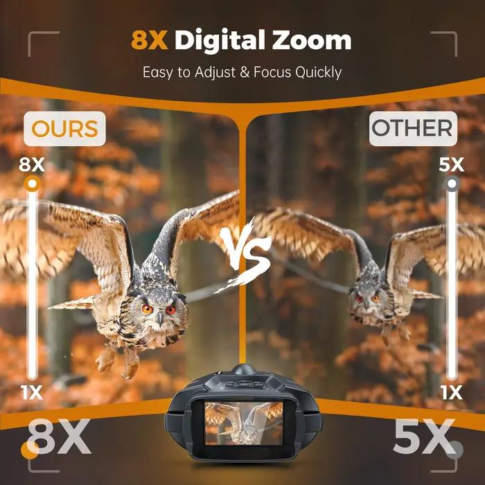 Jumelles vision nocturne 4K 8x zoom numérique écran 3" infrarouge pour chasse camping observation