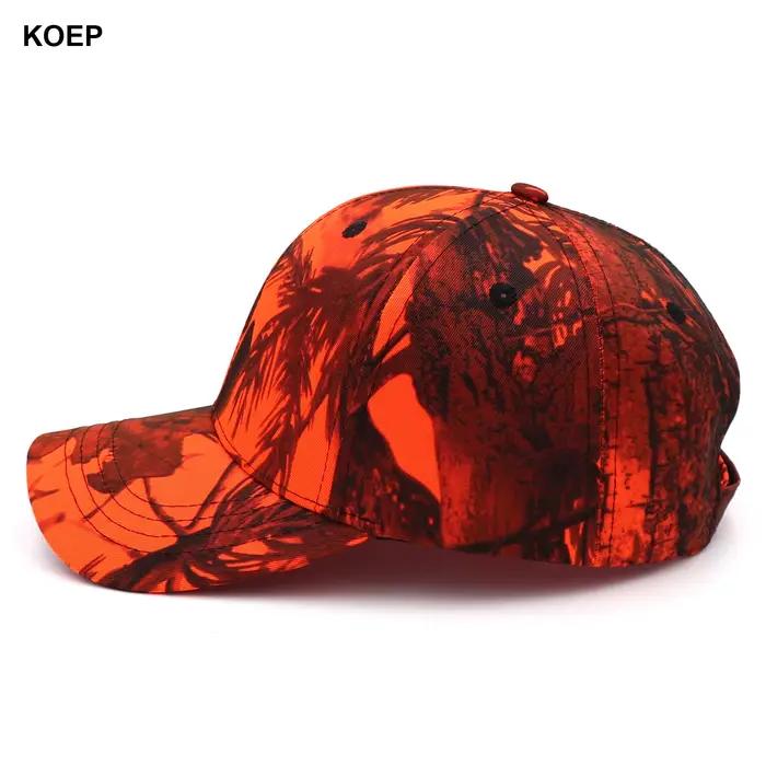 Casquette de chasse camouflage orange - Modèle snapback forêt pin cyprès sécurité visibilité