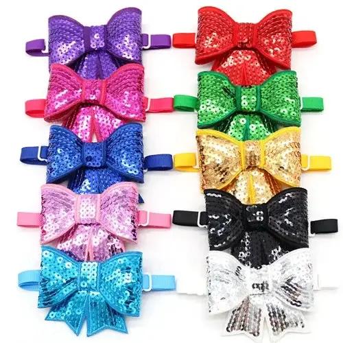 50ps paillettes petit chien chat chien noeud papillon brillant chiens nœuds papillon cravates pour c