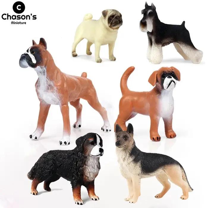 Multi races Miniature Boxer bouledogue Schnauzer chiot chien Animal Figurine modèle Figurines jouet pour animaux de compagnie décoration de la maison ornement