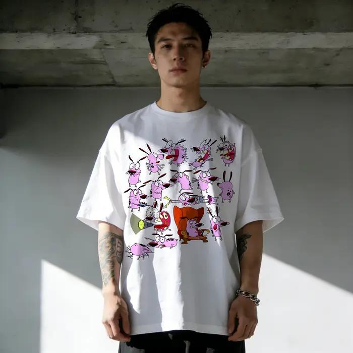 Vintage Courage le chien lâches dessin animé imprimé T-Shirt à manches courtes rétro unisexe graphique T-Shirt 90s nostalgie été haut