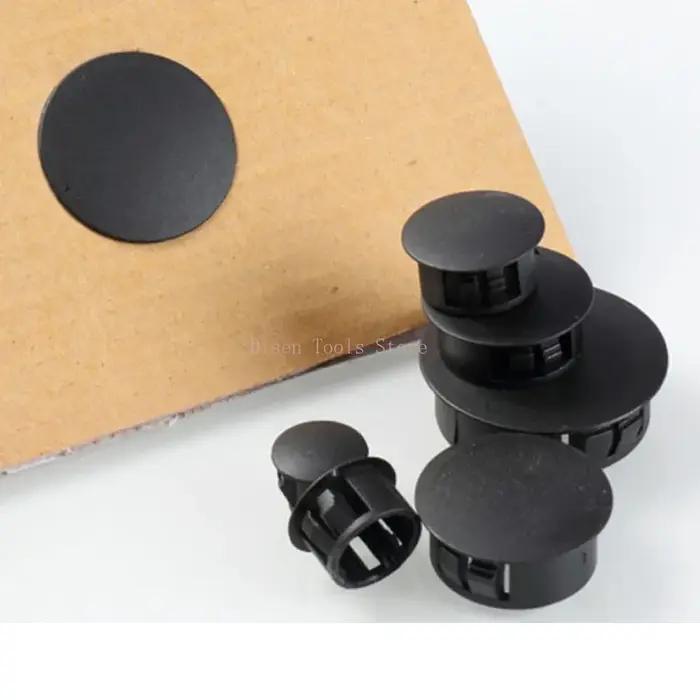 Bouchon de trou en plastique noir, diamètre 5-50mm, panneau à pression rond, bouchons de trou de ver