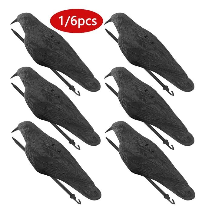 Épouvantail corbeau noir plastique pour jardin - Répulsif oiseaux et rongeurs pour chasse et contrôle nuisibles