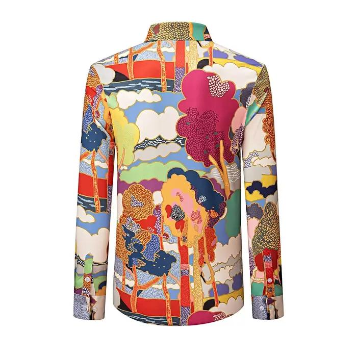 Chemise à manches longues pour hommes, imprimé artistique, mode Business, Social, formel, polyvalent
