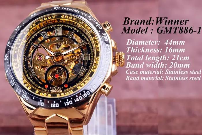 Montre Winner Mechanical Skeleton - Design sport luxueux, montre automatique pour homme avec cadran squelette