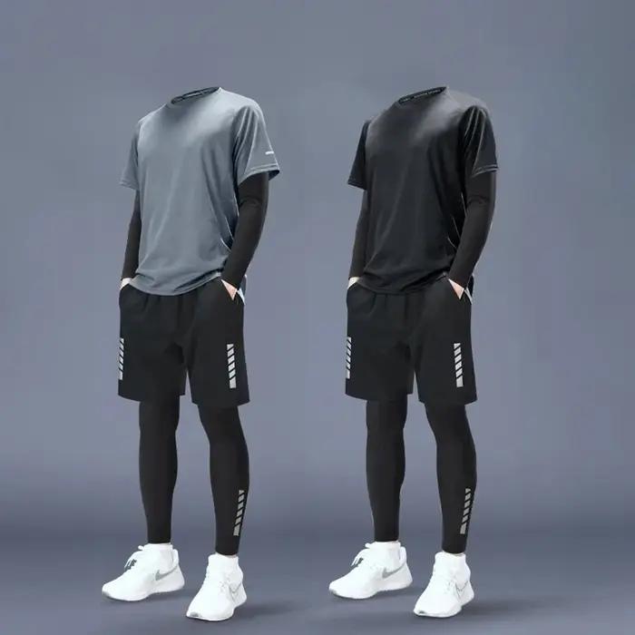 Survêtement 4 Pièces Homme Polyester Respirant Entrainement Exercice Estival Confortable Occasions Spéciales
