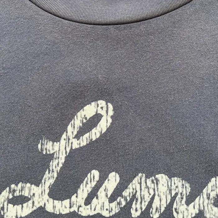 T-shirt décontracté unisexe Saint La Lumière avec logo imprimé lettres craquelées, en coton de qualité supérieure, bleu délavé vintage, coupe ample