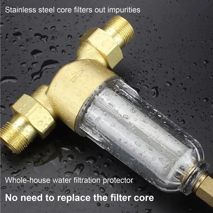 Filtre d’eau Préfiltration Maison Entière Débit 4000LH Acier Inoxydable 40 Microns Rétrolavage Installation Tuyauterie Connexion 1 2 3 4 1 Pouce
