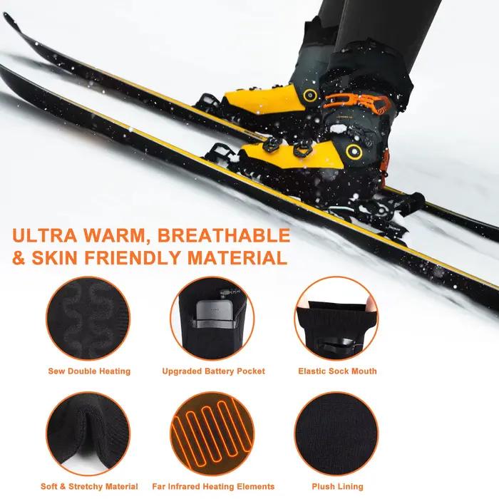 Chaussettes chauffantes électriques USB rechargeables 3 modes ski outdoor hiver hommes femmes