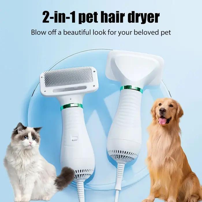 Sèche-cheveux 2-en-1 pour animaux de compagnie : Souffleur portable pour chien