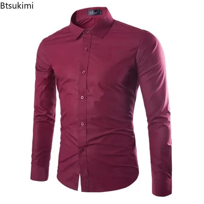 Chemises habillées unies en 17 couleurs pour hommes sans repassage élégantes pour affaires et soirées