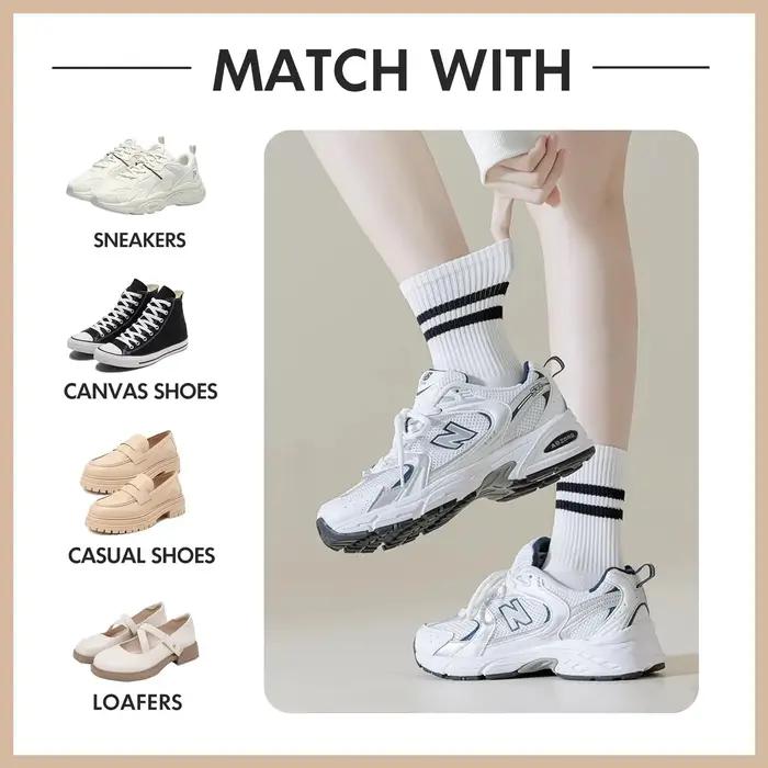 Chaussettes casual chasse 5 paires rayées crew blanc respirantes confort sport style moderne