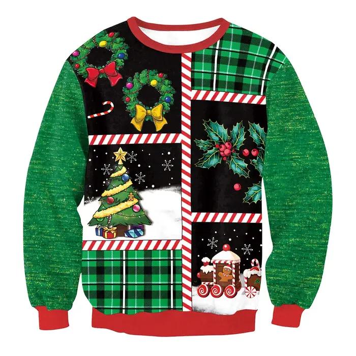 Vêtements de Noël imprimés cerf de Noël pull à manches longues pour femmes vêtements de couple occasions spéciales fantaisie festive
