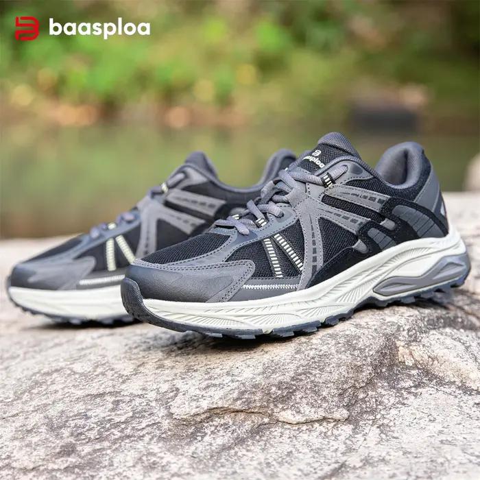 Baasploa-Chaussures de course décontractées légères et respirantes pour hommes, baskets de sport vin