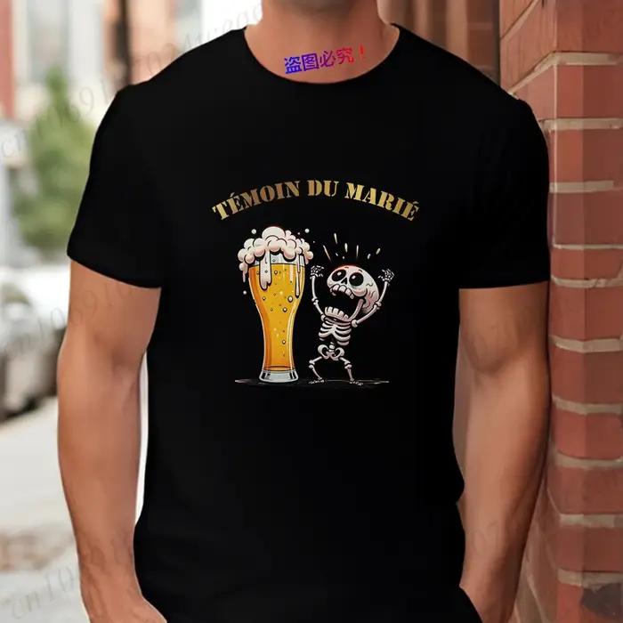 T-shirt pour hommes, équipe de marié français Evg, meilleur homme, mode bière graphique Y2k, hauts p
