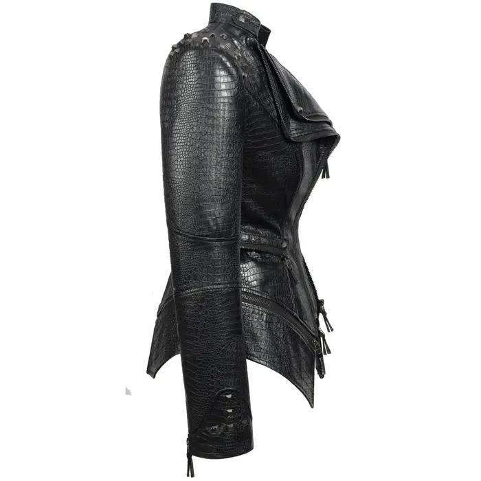 Mode SX femmes Crocodile Rivet PU veste forme parfaite moto vélo veste