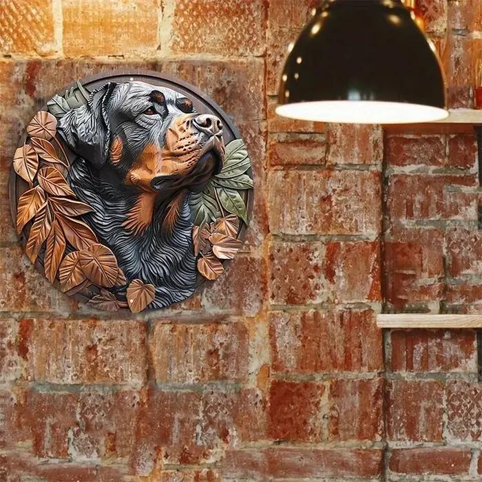 Bandeau décoratif en aluminium Rottweiler - Décoration murale pour intérieur et extérieur - Style pastoral européen américain - Idéal pour salons, chambres, boutiques, événements spéciaux
