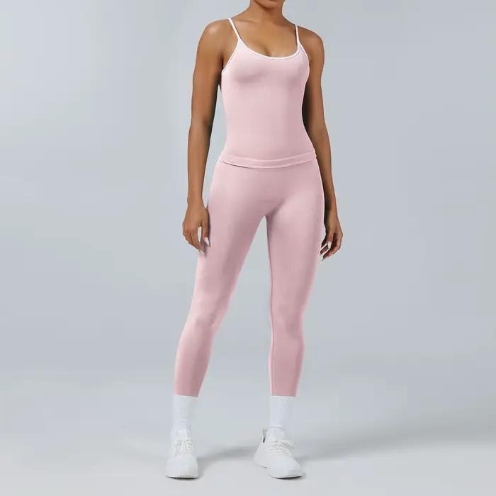 Ensemble de vêtements de yoga pour femmes, 2 pièces, survêtement, vêtements de sport sans couture, t