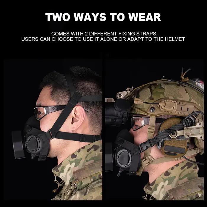 Respirateur tactique spécial avec communication pour chasse airsoft masque demi-face cosplay Halloween