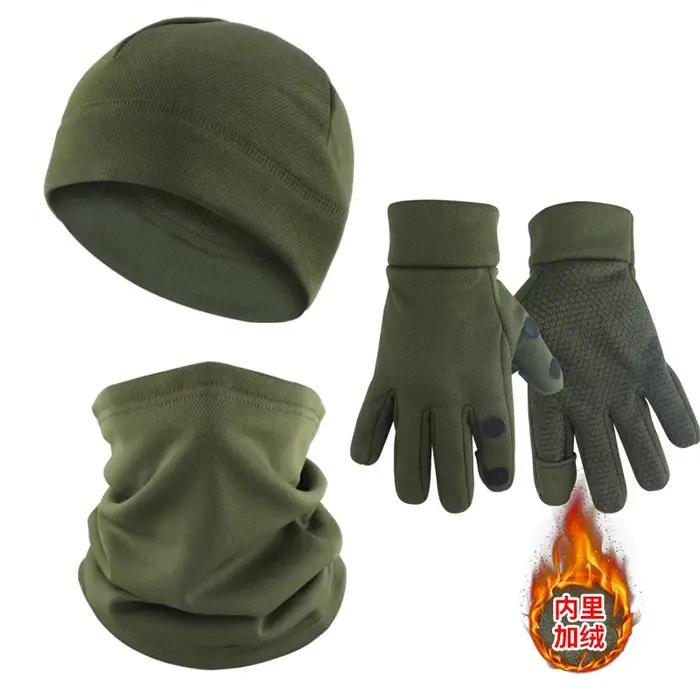 Set tactique 3 pièces Mcap Plus polaire - Gants masque bonnet hiver chasse outdoor extrême