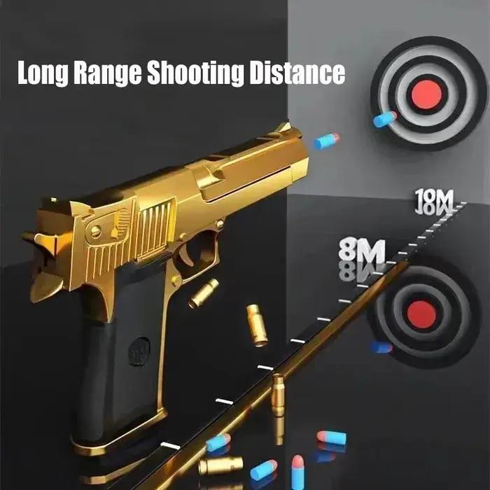 Pistolet jouet Desert Eagle à éjection de douilles, pistolet airsoft à balles en mousse souple, arme de CS pour jeu de tir en extérieur, cadeau d'Halloween ou d'anniversaire