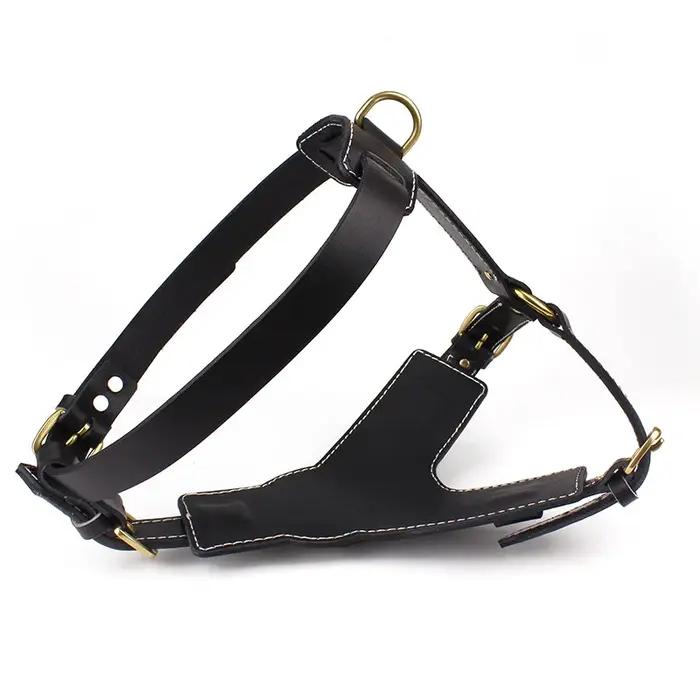 Harnais pour chien de grande taille en cuir véritable