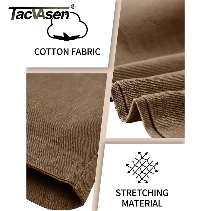 Pantalon cargo TACVASEN IX9 homme multi-poches travail coton stretch décontracté entraînement randonnée outdoor