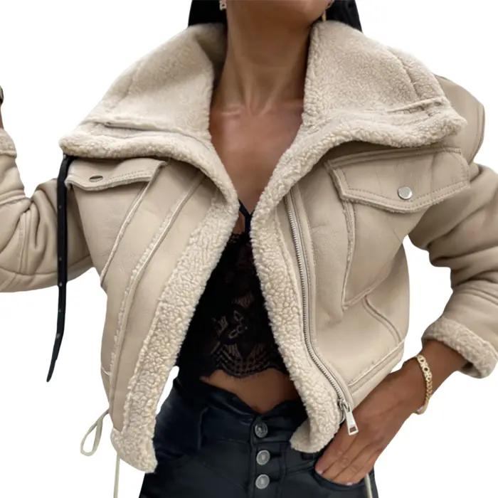 Veste à Manches sulfavec Fermeture Éclair pour Femme, Manteau de Rue, Patchwork, Vêtements d'Extérie