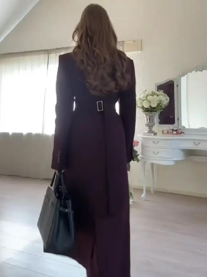 Manteau Long pour femmes, Slim, col en V, simple boutonnage, pardessus avec épaulettes, vestes Maxi