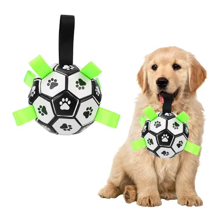 Jouets interactifs de Football pour animaux de compagnie, avec onglets de préhension, balles à mâche