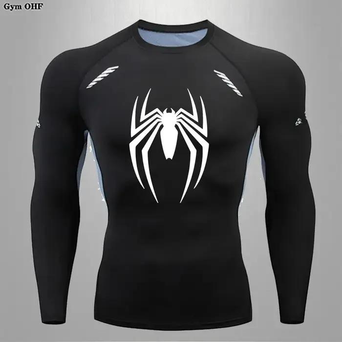 Spider hommes sport Rashgard manches courtes t-shirt imprimé Compression hommes chemise de course MM