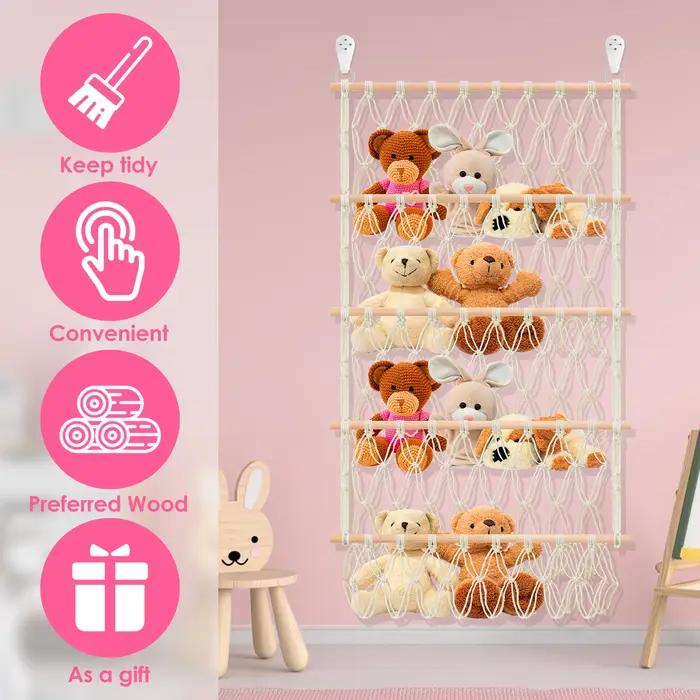 Filet de rangement pour jouets en peluche à 4 couches, filet de rangement pour animaux en peluche de