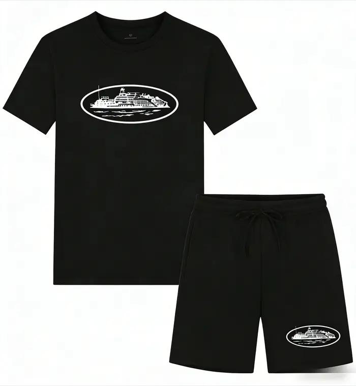 Nouvel ensemble d'été 26 : T-shirt et short imprimés bateau