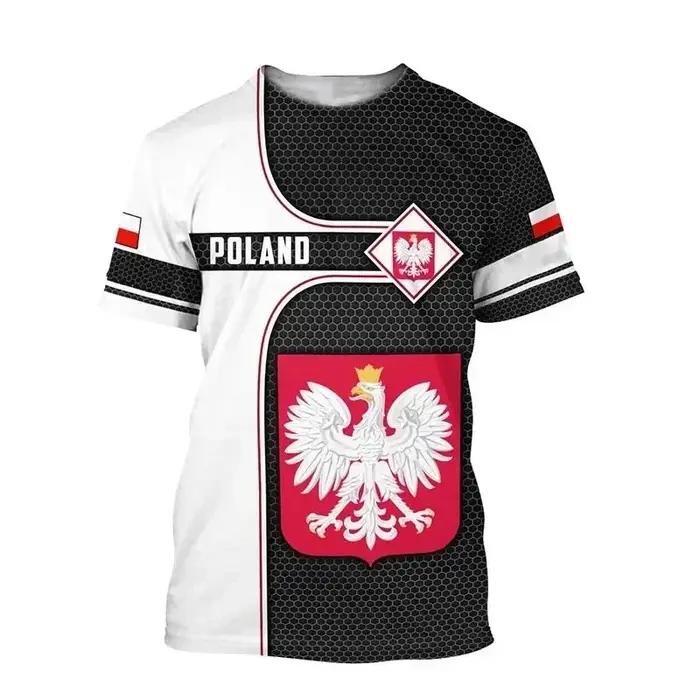 T-shirt imprimé 3D à thème drapeau de Pologne pour hommes et femmes, tee-shirt d'été à séchage rapide, respirant, mode urbaine, vêtements décontractés, coupe ample, manches courtes