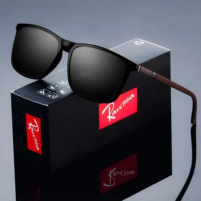 Lunettes de soleil carrées polarisées luxe UV400 designer - Hommes chasse pêche conduite