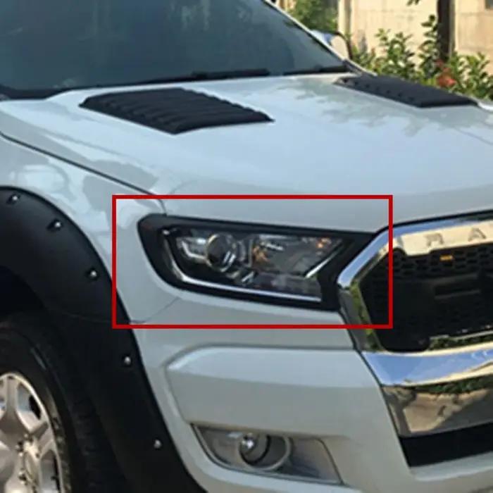 Couvercle de phare pour Ford Ranger, capot de lampe ABS noir mat, lampe frontale décorative 2015 – 2
