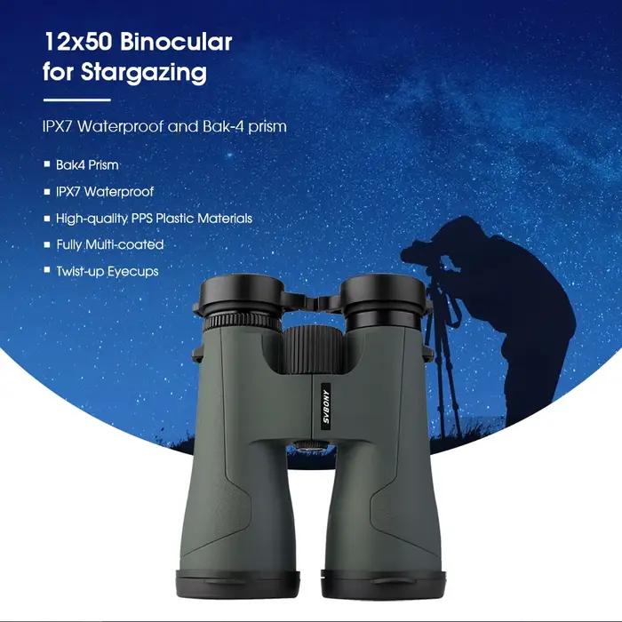Jumelles professionnelles SVBONY SA203 12x50 BAK4 étanches IPX7 - Équipement camping observation ornithologique astronomie